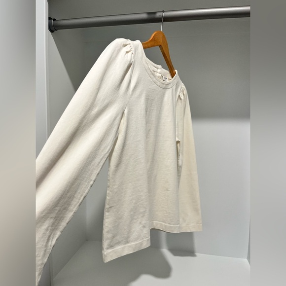 J Crew Factory Puff-sleeve gold button-back top in ivory size Small NEW - Picture 4 of 10